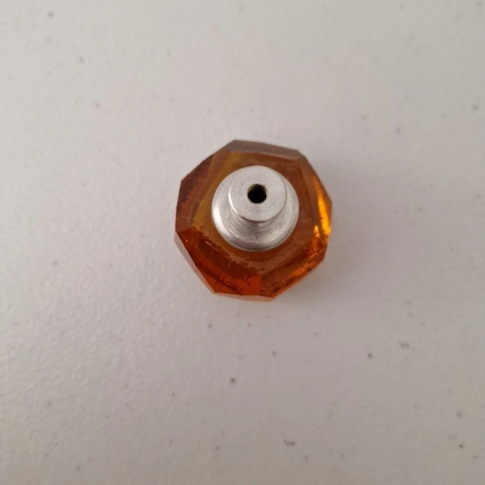 Vintage Antique MCM Amber Jewel Diamond Cut Drawer Pull Knob Door Handle